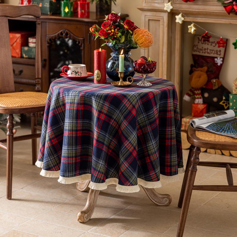 Retro Amerikanische Karomuster Weihnachts-Tischdecke für Rechteckige und Runde Tische