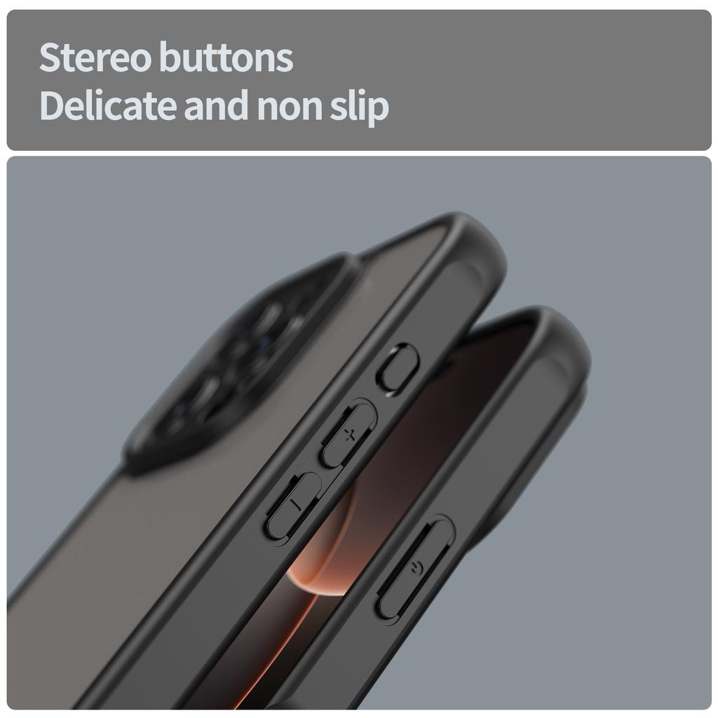 For iPhone 16 Pro Max Case with Screen Film WANLONFENG FD Series Skin Touch TPU PC Phone Back Cover