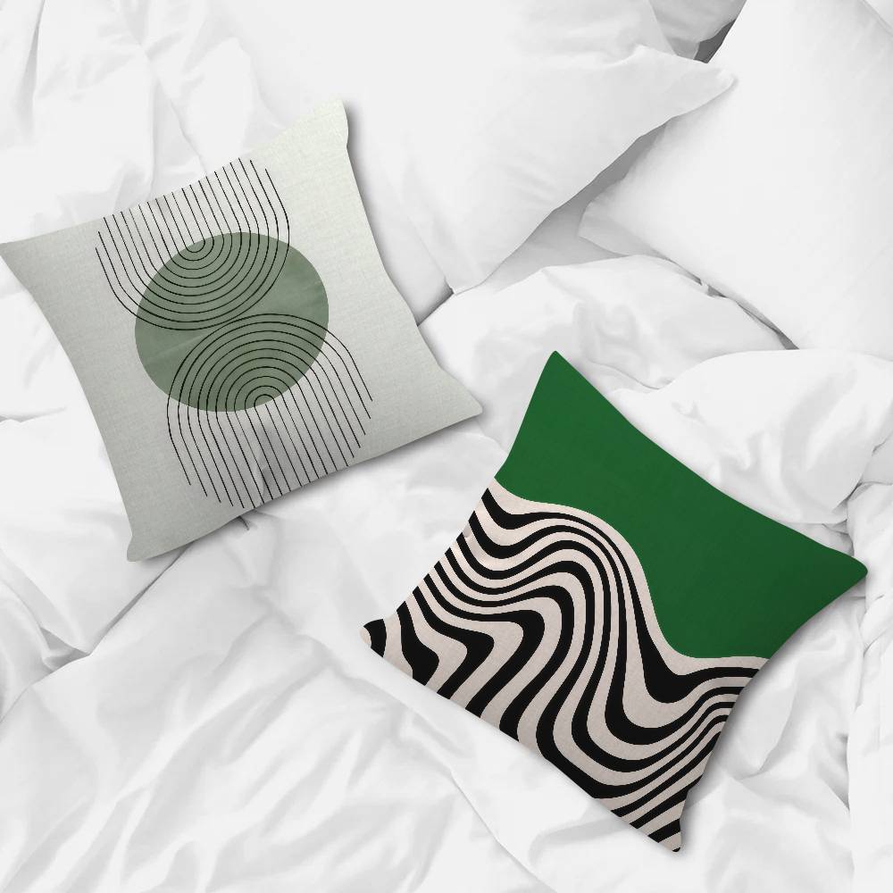 Federa Cuscino Astratta Verde Stile Bauhaus Copricuscino da Viaggio per Divano Auto Regalo di Natale