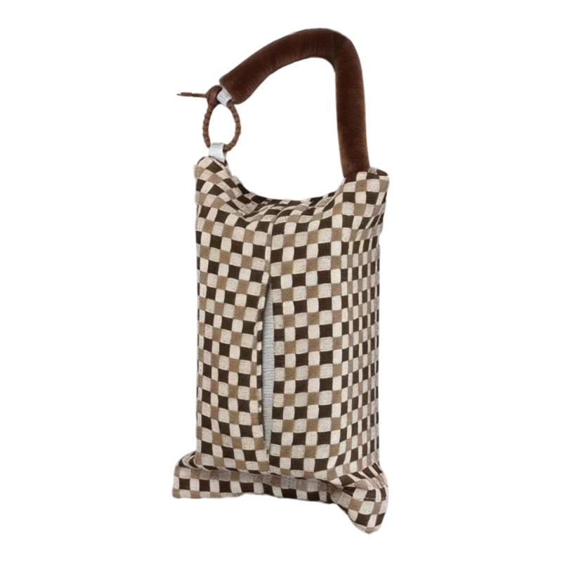 Plaids Pattern Paper Case Car Headrest Tissue Box Tissue Dispenser Bag Car Tissue Holder 6.7X9.8in Car Interior Accessory