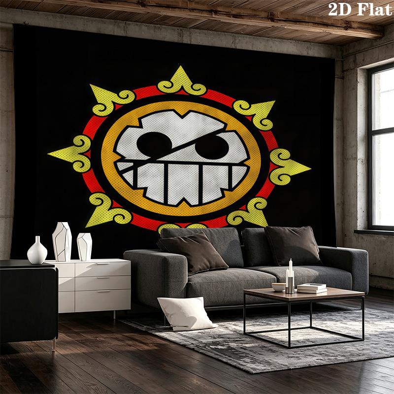 One Piece Logo Wall Tapestry Aesthetic Wall Hanging Printed Fabric Blanket Decorative Tapestries For Bedroom Living Room Home Decor