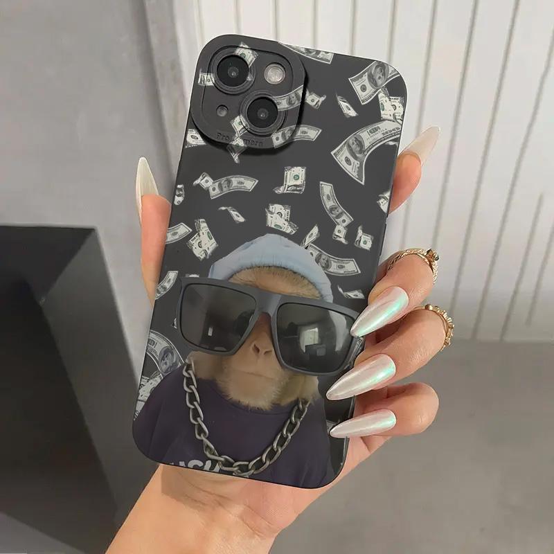 Sunglasses Banknote Monkey Painted Case For Samsung Galaxy A56 A55 A54 A53 A36 A35 A26 S25 S24 S23 S22 S21 Ultra Plus FE Cover