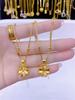 Copper Plated Gold Four-Leaf Clover Pendant: Elegant Double-Sided Minimalist Design