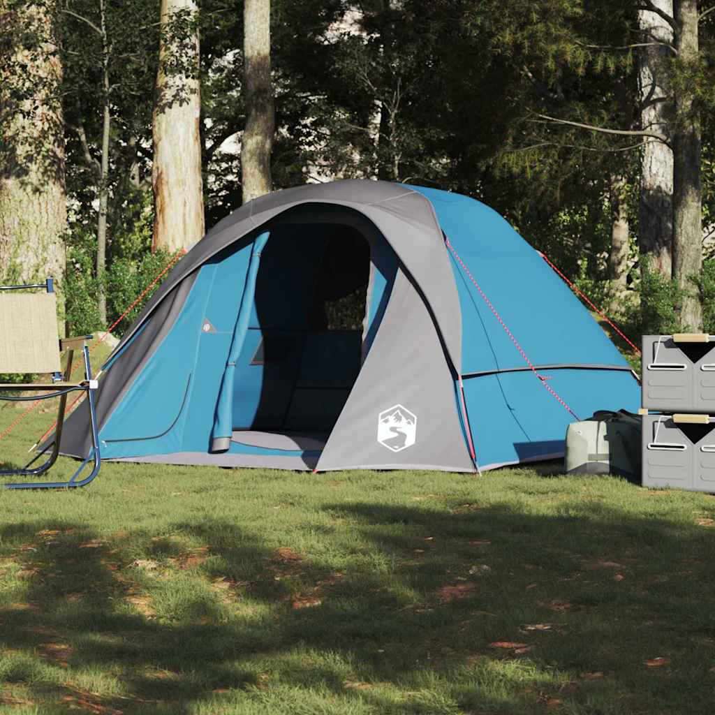 4 Person Camping Tent Blue Waterproof