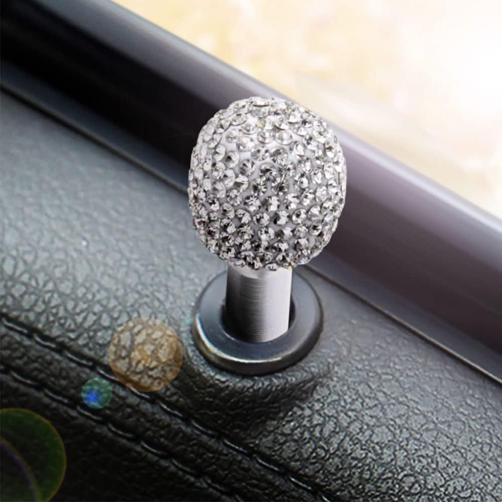 Riloer Car Door Lock Pull Rod Bolt Cover, 4-Pack Bling Rhinestones Decoration Universal Fit, Multicolor