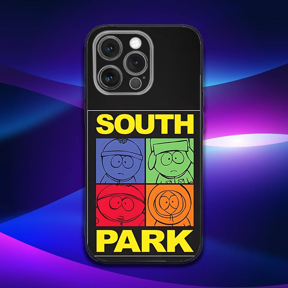 Custodia per Telefono Cartoon S-South Park Per iPhone 17,16,15,14,13,12,11,Pro,Max,Plus,X,XS,SE4,E,Mini,Custodia Nera Morbida
