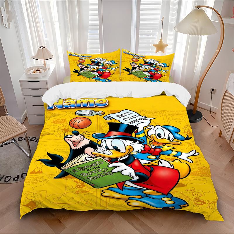Custom Name Donald Duck Book Cover Print 3Pcs Bedding Set Duvet Cover With 2 Bedro Pillowcase Home Birthday Gift