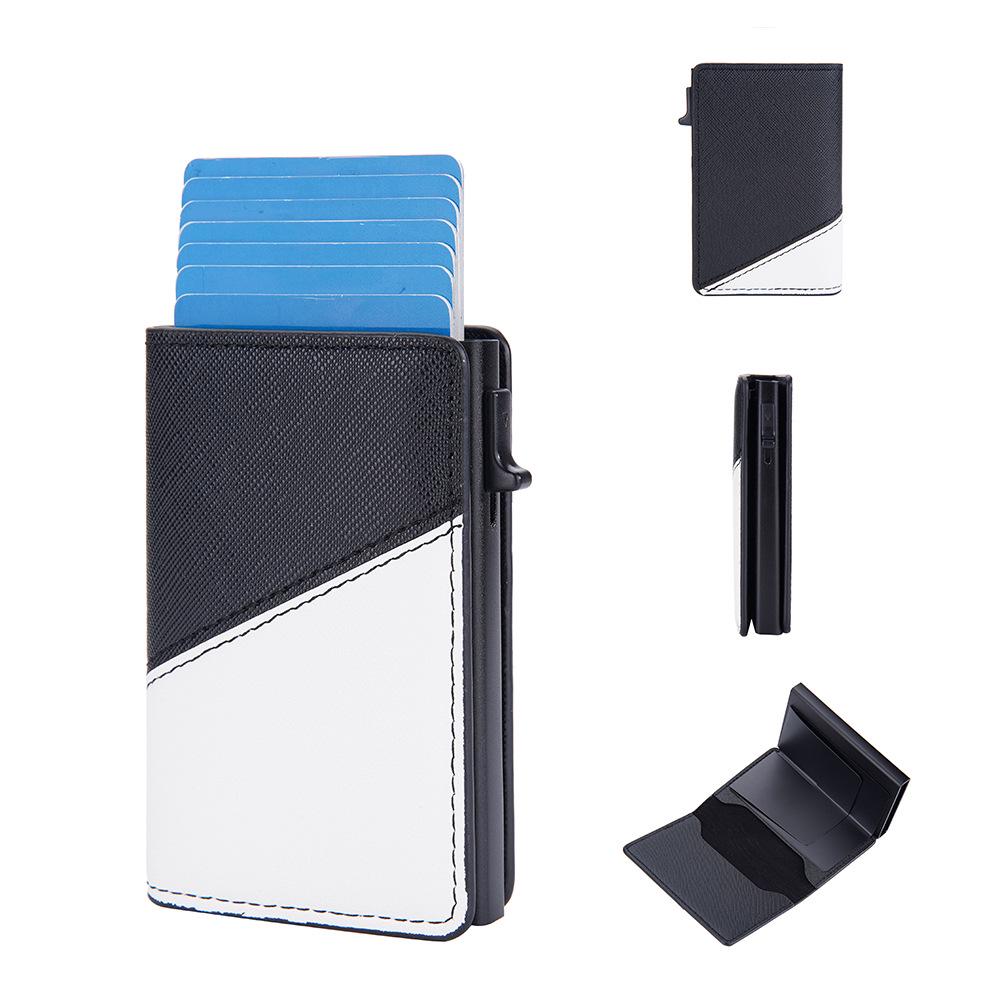 

Baellerry Men s Patchwork Leather Card Holder - RFID Anti-magnetic, Multi-card Pop-up Sleeve, European & American Style