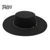 Chapeau Fedora Style Vintage Chapeau Rétro à Sommet Plat, Feutre de Laine Pork Pie Chapeau Melon avec Anneau Métallique pour Robe Décontractée Automne Hiver, Trilby à Large Bord pour Femmes