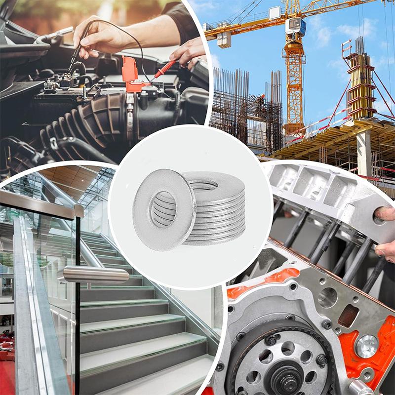 Stainless Steel Flat Washers M2-12, 700pcs/box Round Metal Combination Washers for Cross-Border Sales