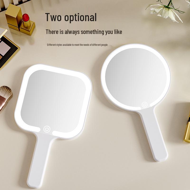 Portable LED Handheld Makeup Mirror with Customizable Light for Beauty and Dressing Table