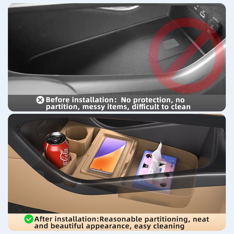 For Denza D9 2024 2025 Storage Box Center Armrest Hidden Box Cup Holder Organizer Interior Accessories