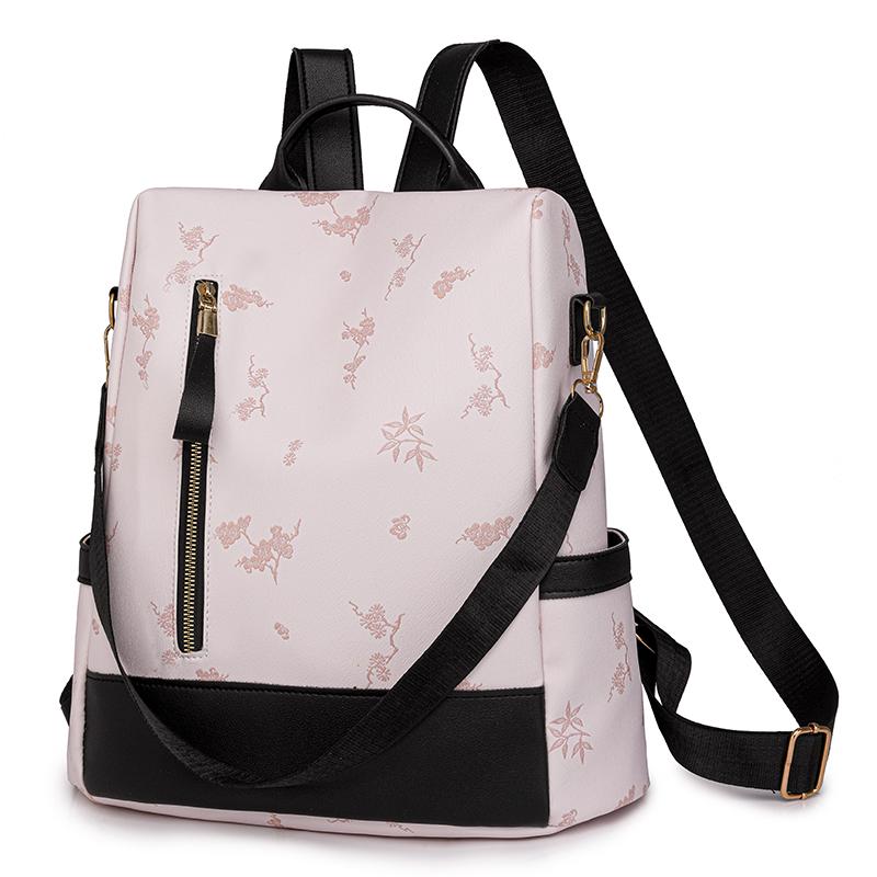 Rucsac din piele moale Geantă de călătorie de mare capacitate imprimată pentru femei