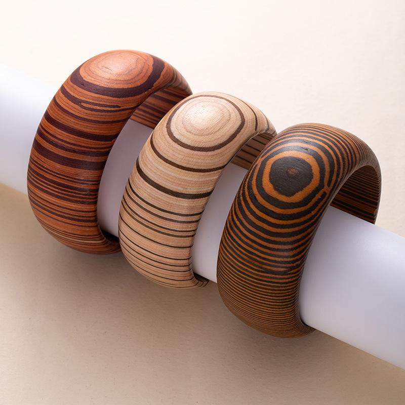 Fashion Trendy Cool Exaggerated Wooden Bracelet Literary Retro Wood Bracelet Accessories Hand Jewelry Personality Niche High Sense
