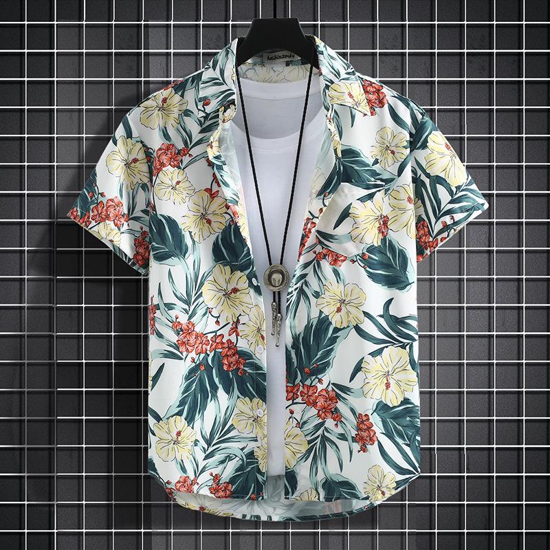 Versatile Men's Quick-Dry Shorts & Floral Shirt Set - Retro Hainan Island National Trend