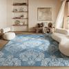 Blue Vintage Chinese Floral Rug Living Room Large Area Carpet Light Luxury Home Decoration Anti-slip Washable Mats Bedroom Rugs
