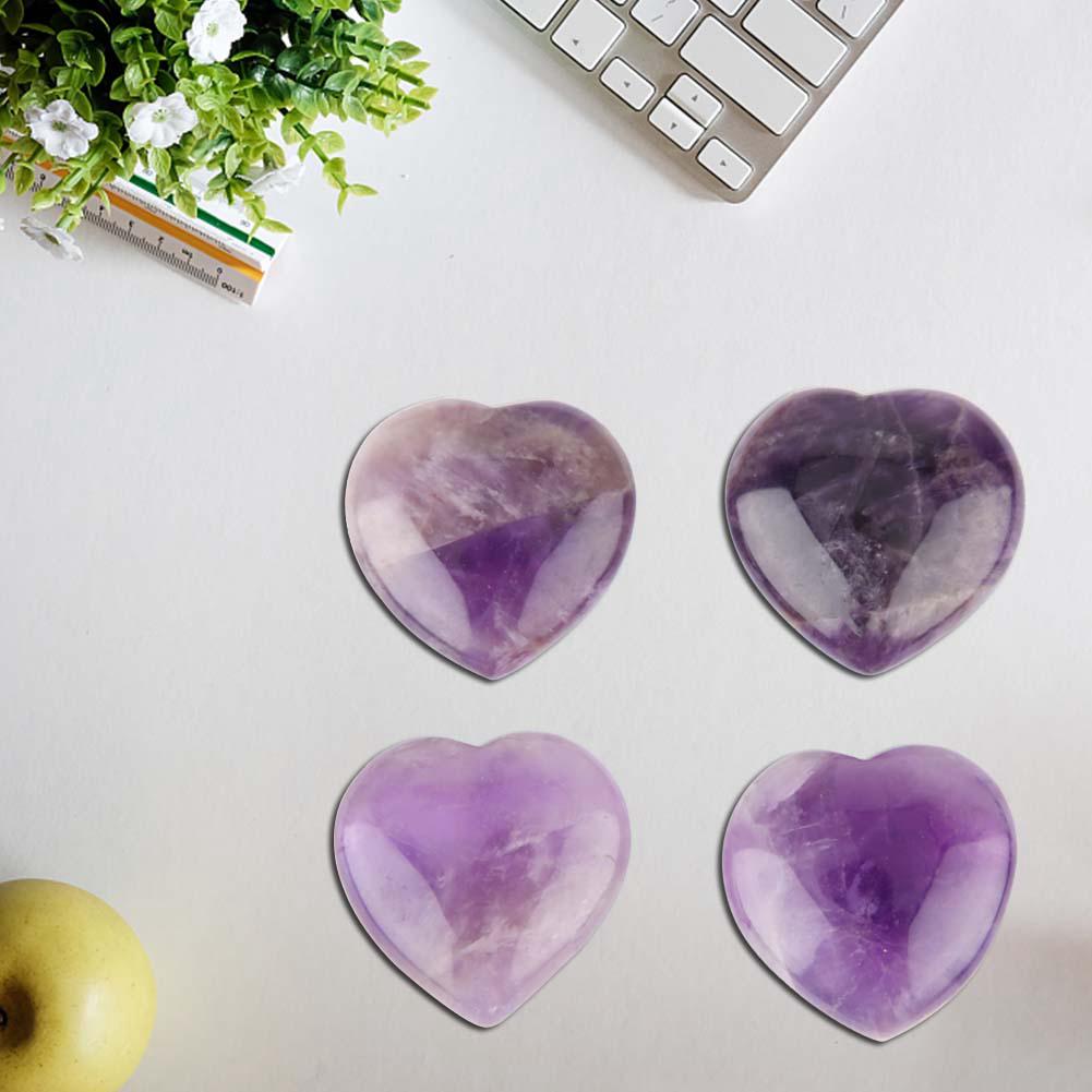 Natural Crystal Healing Stone Love Heart shape Fluorite Gemstone Home Decor(Amethyst)
