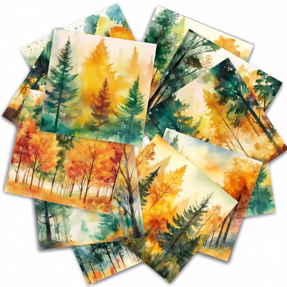 24pcs, Autumn Maple Leaves Theme Scrapbook Paper, A5 Size, DIY Journals, Material Paper, Patchwork, Albums, Notebooks, Decoratio