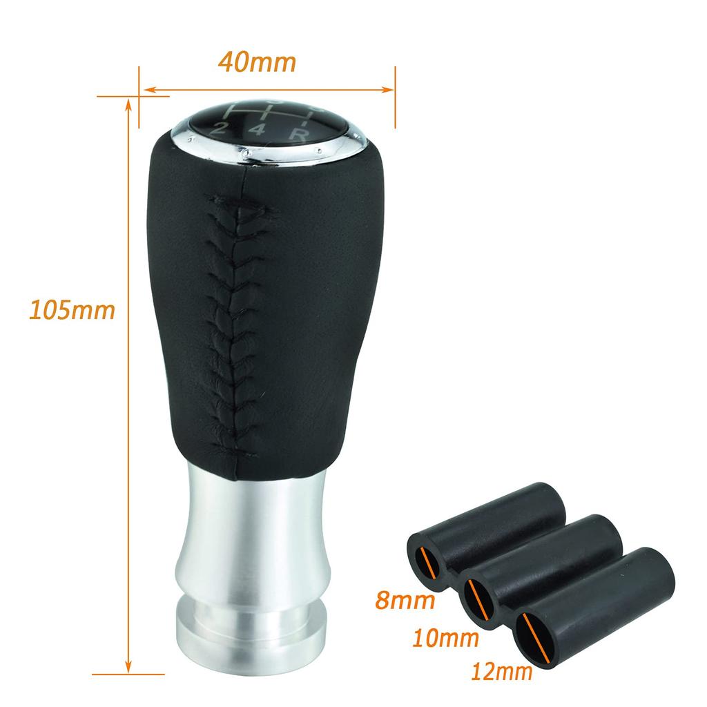 Lunsom Leather Shift Knob for Manual Transmission Vehicles 5-Speed (Black Stitching)