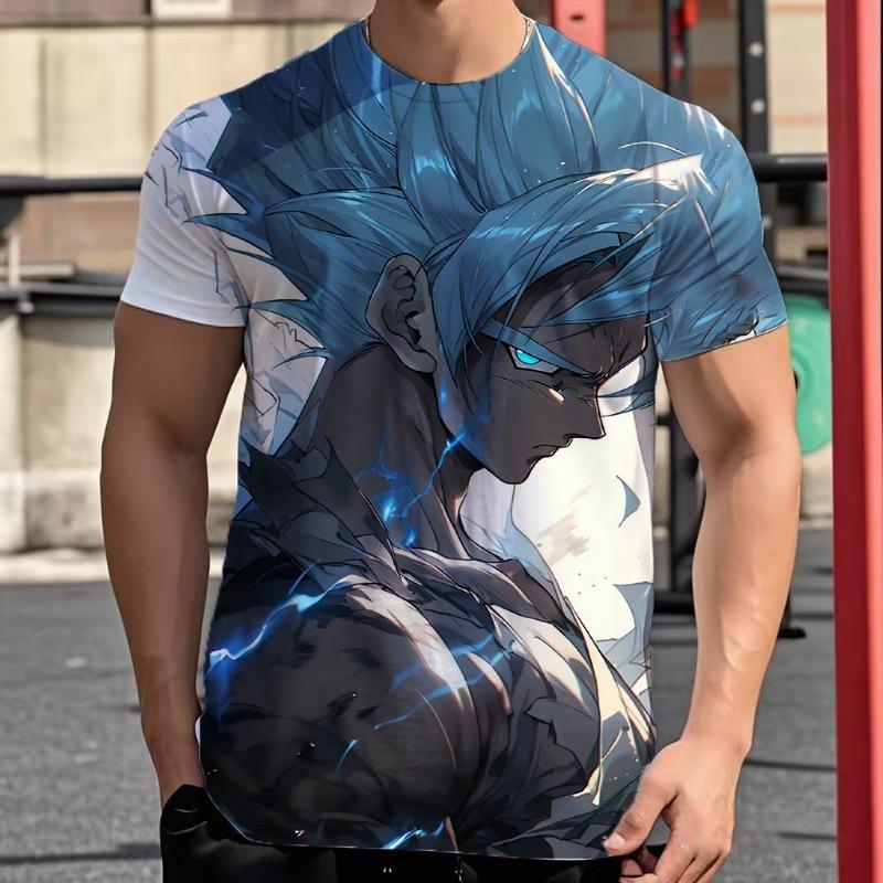 2026 Summer Dragon Ball Retro Fitness T-shirt Men's Oversized 3D Printed Short-sleeved Family Unisex Children's Sports Shirt