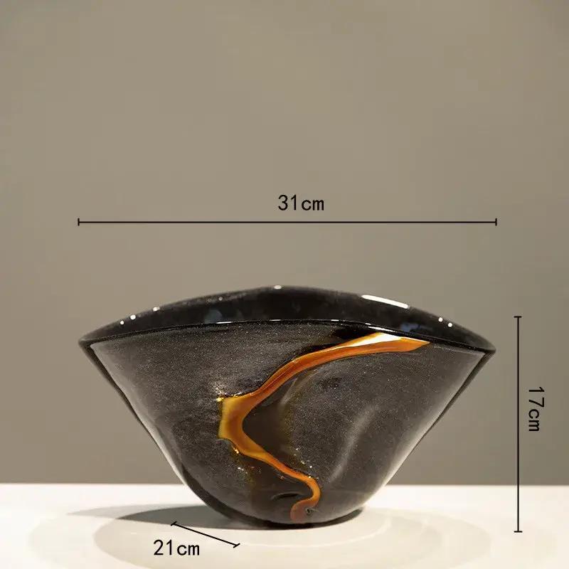 

Home Decoration Glass Flower Vase Black Crack Water Ripple Flower Pot Flowerpot Terrarium Room Floral Arrangement Accessories