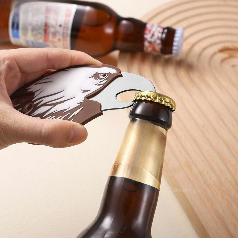 Christmas Pattern Bottle Opener Santa Snowman Elk Beer Eagle Silicone Stainless Steel Beer Openers Refrigerator Magnet Opener