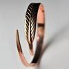 Rose Gold Feather Open Ring, Adjustable Minimalist Stackable Ring For Women