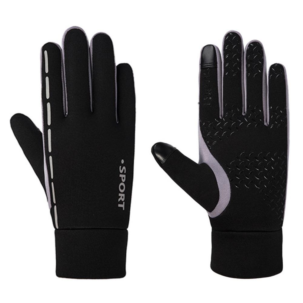 Reflective Strip Thermal Gloves Women and Men Winter Full Finger Climbing Mountain Riding Outdoor Sports Bicycle Velvet Gloves