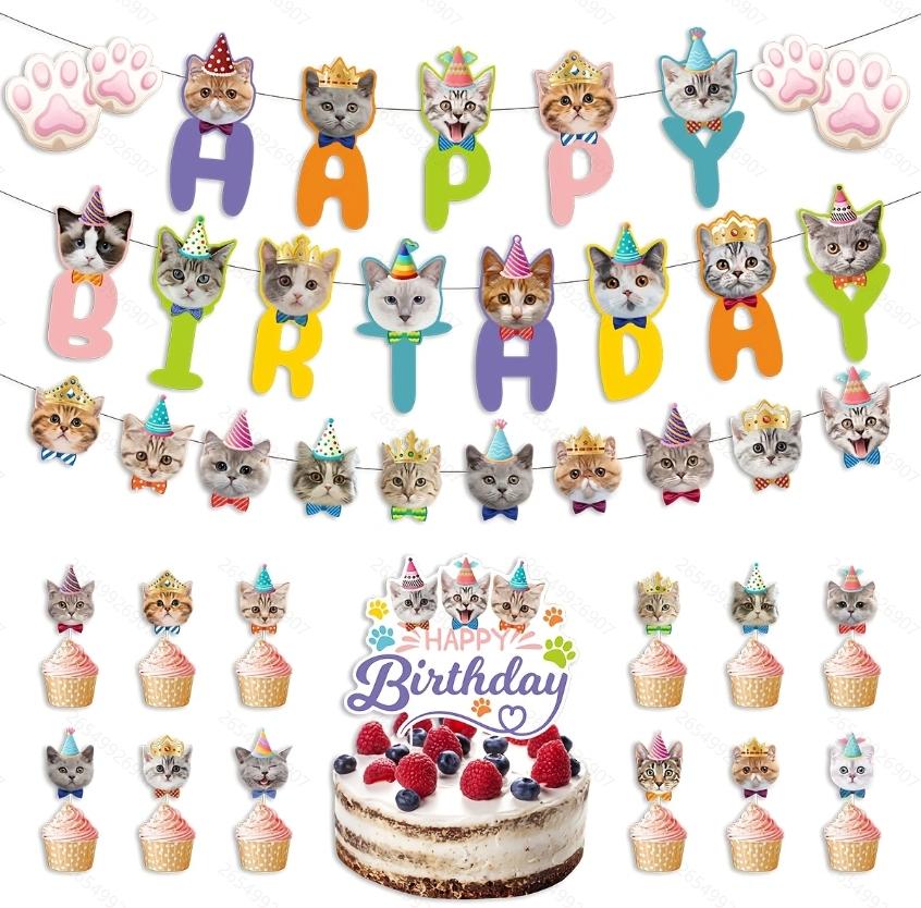 Pet Birthday Dress Set Cute Dog Party Outfit Banner Decoration Joyful Ceremony for Pets Dog Happy Birthday Party Decoration