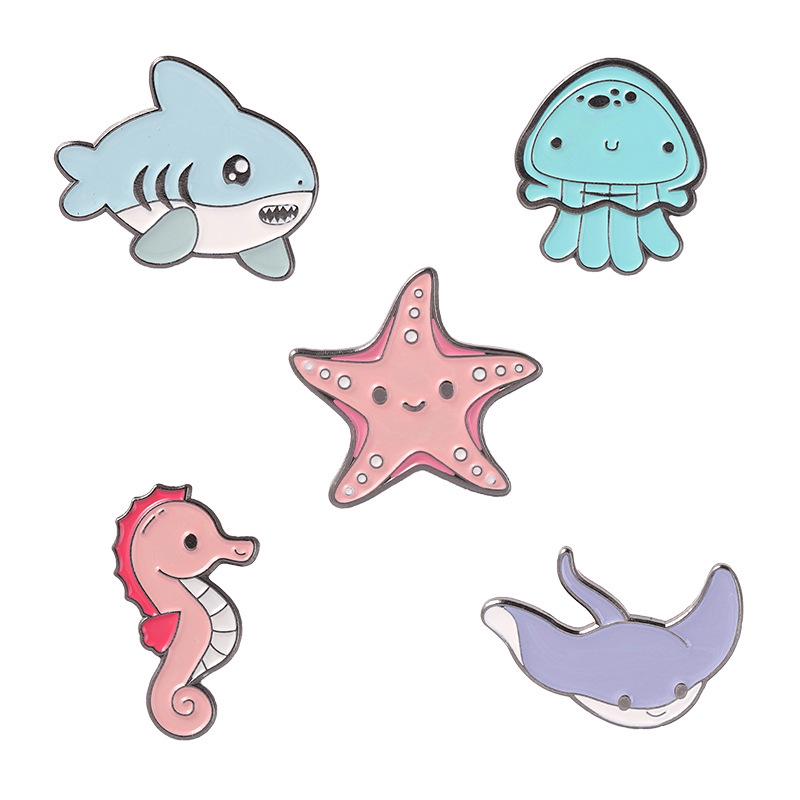 Trendy Marine Animal Brooches: Starfish, Seahorse, Hippocampus Badges
