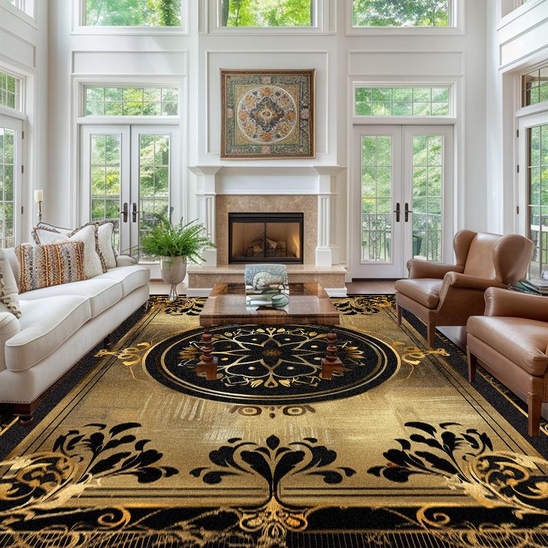 

Современный Золотой Роскошный Большой Ковер Домашняя Спальня Прикроватная Декорация Коврики Моющийся Нескользящий Коврик для Кофейного столика Европейский Отель Карпе 60*90cm