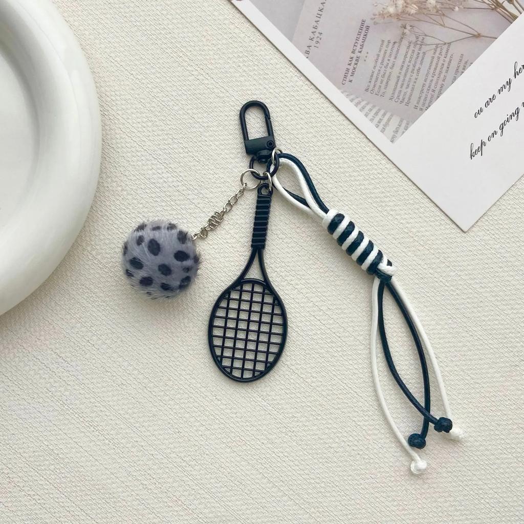 Personalized Tennis Racket Plush Small Tennis Ball with Braided Rope Bag Mobile Phone Decoration Pendant Niche Pendant Bag Charm