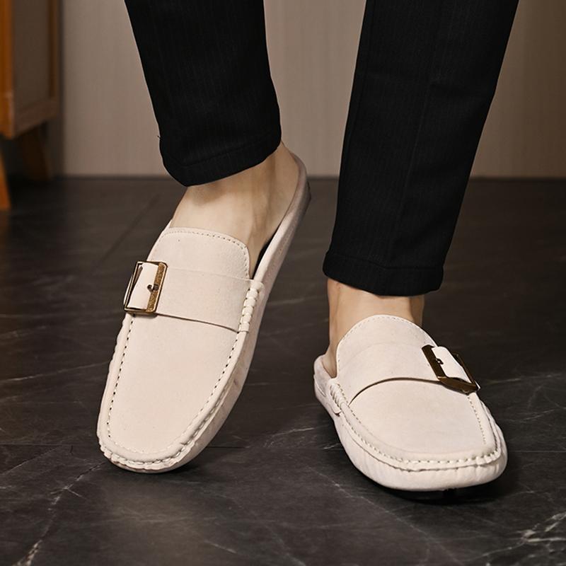 Fashion Mules Flats Man Slides Slippers Male New Brand Designer Mens Half Drag Shoes for Men Casual Vintage Loafers Fashion Half Shoes