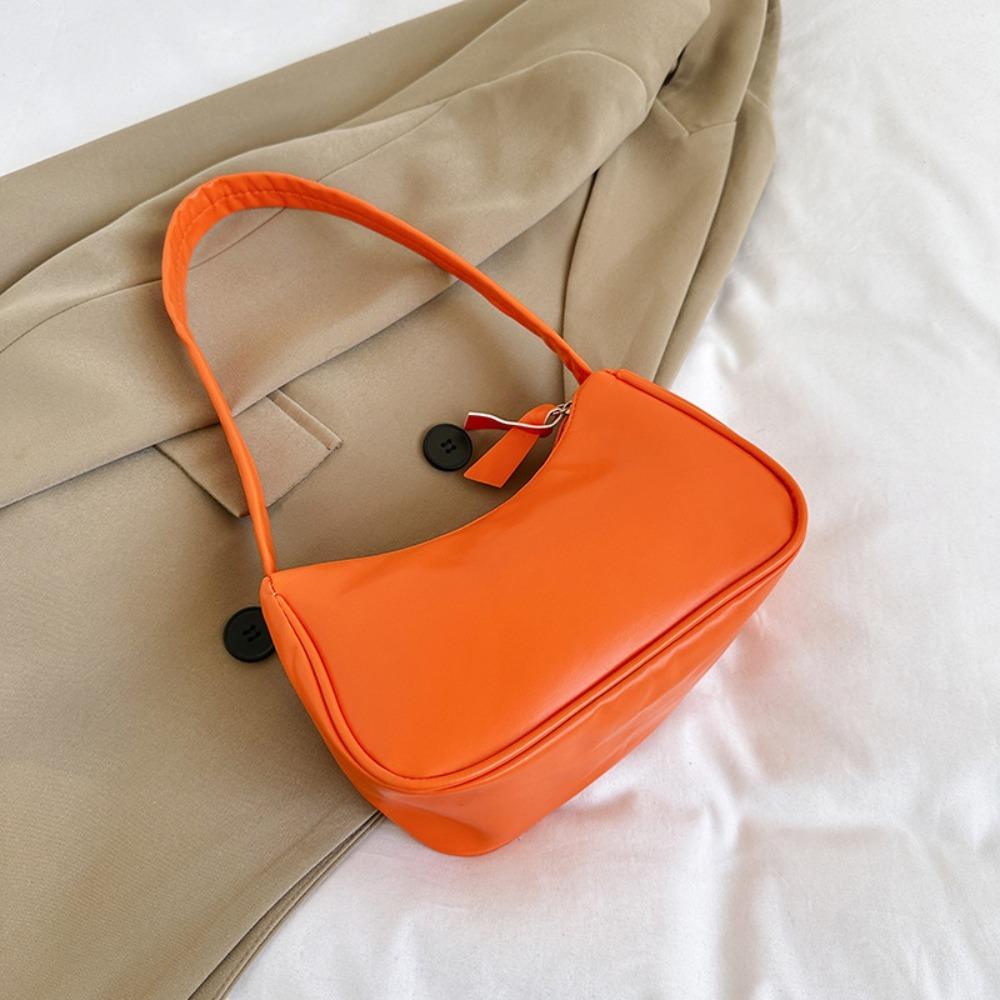 Fashion Candy Color Underarm Bag PU Leather Small Top-Handle Handbag Soft Shoulder Purse Women