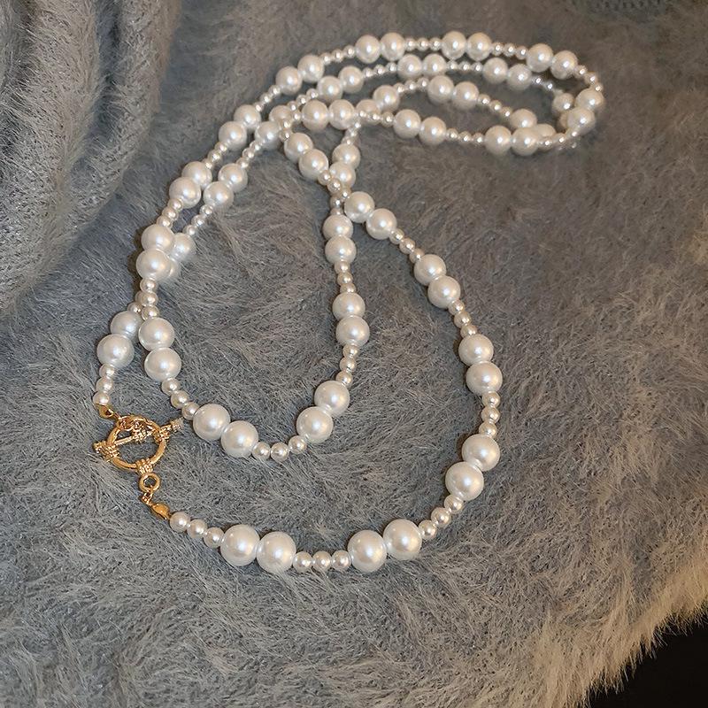 Vintage French Pearl Sweater Necklace: Elegant, Extra-Long Design for Versatile Fashion