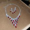2 pieces Water Drop Rhinestone Jewelry Set Inlaid Crystal Necklace Set  Banquet