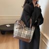 Karierte Einkaufstasche mit großer Kapazität, Umhängetasche für Damen, Vintage-Rucksack