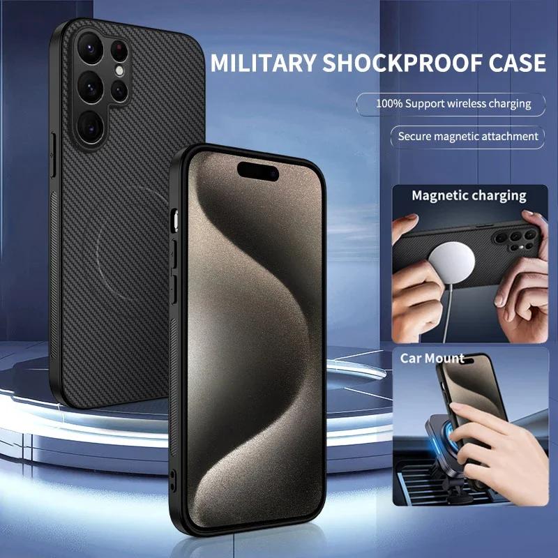 Magnetic Silicone Case For Samsung Galaxy S23 FE S25 Edge S22 S20 Plus S21 S24 Ultra Wireless Charging Soft Cover Phone Cases