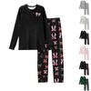 Women's Butterfly Print Long,Sleeved Pajama Set