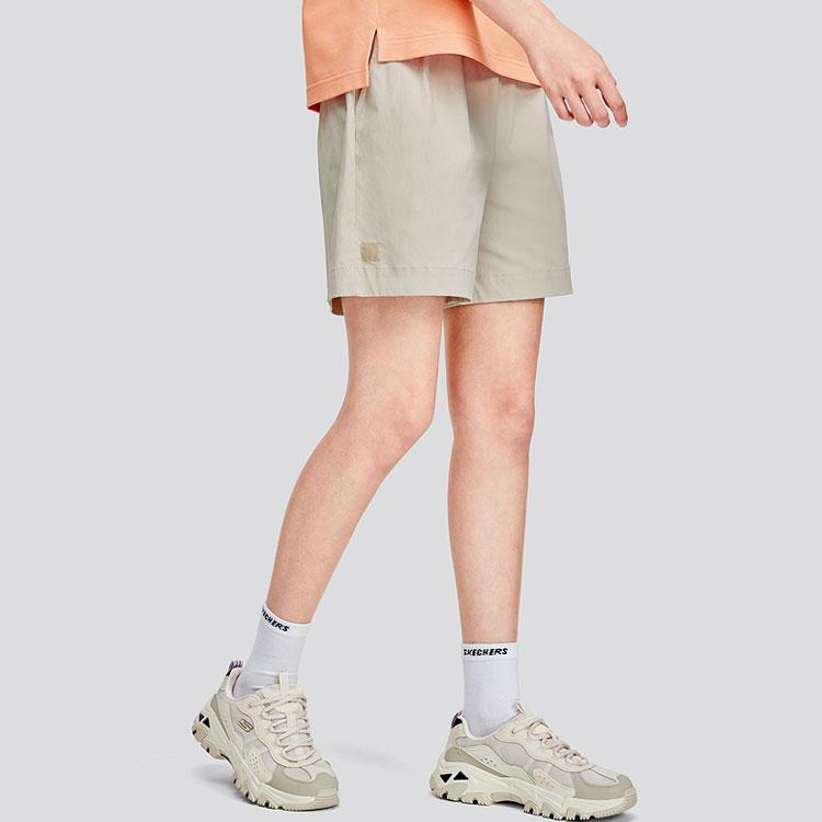 Skechers Solid Color Mid-Rise Moisture-Wicking Quick-Dry Straight-Leg Casual Shorts Women Shorts Silver Gray L224W032-001K
