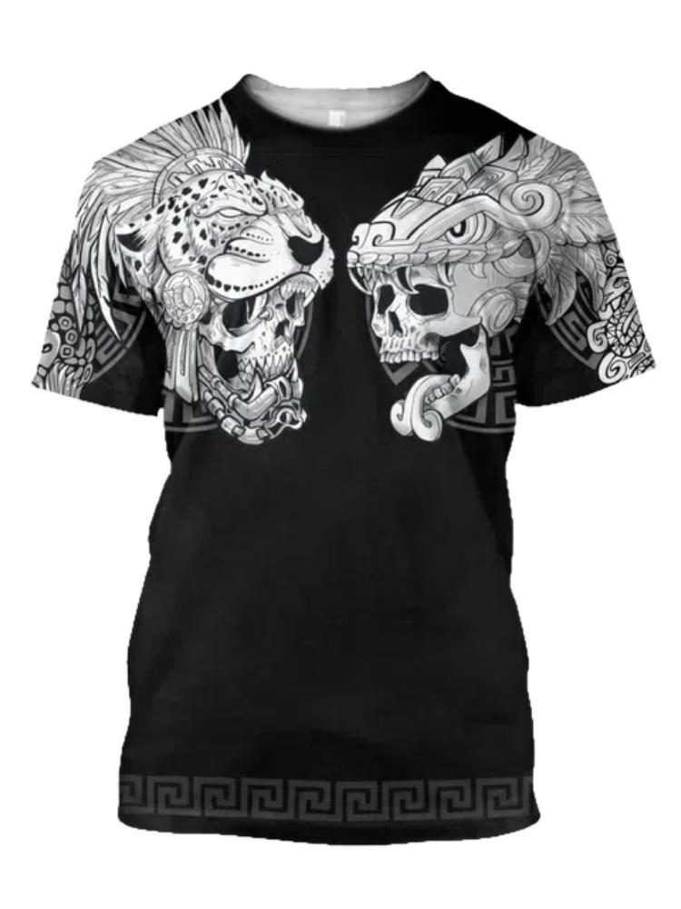 Summer Trend Harajuku 3D Printed Top Mexico Aztec Men's Casual T-shirt Street Fashion Classic Vintage O Neck Loose