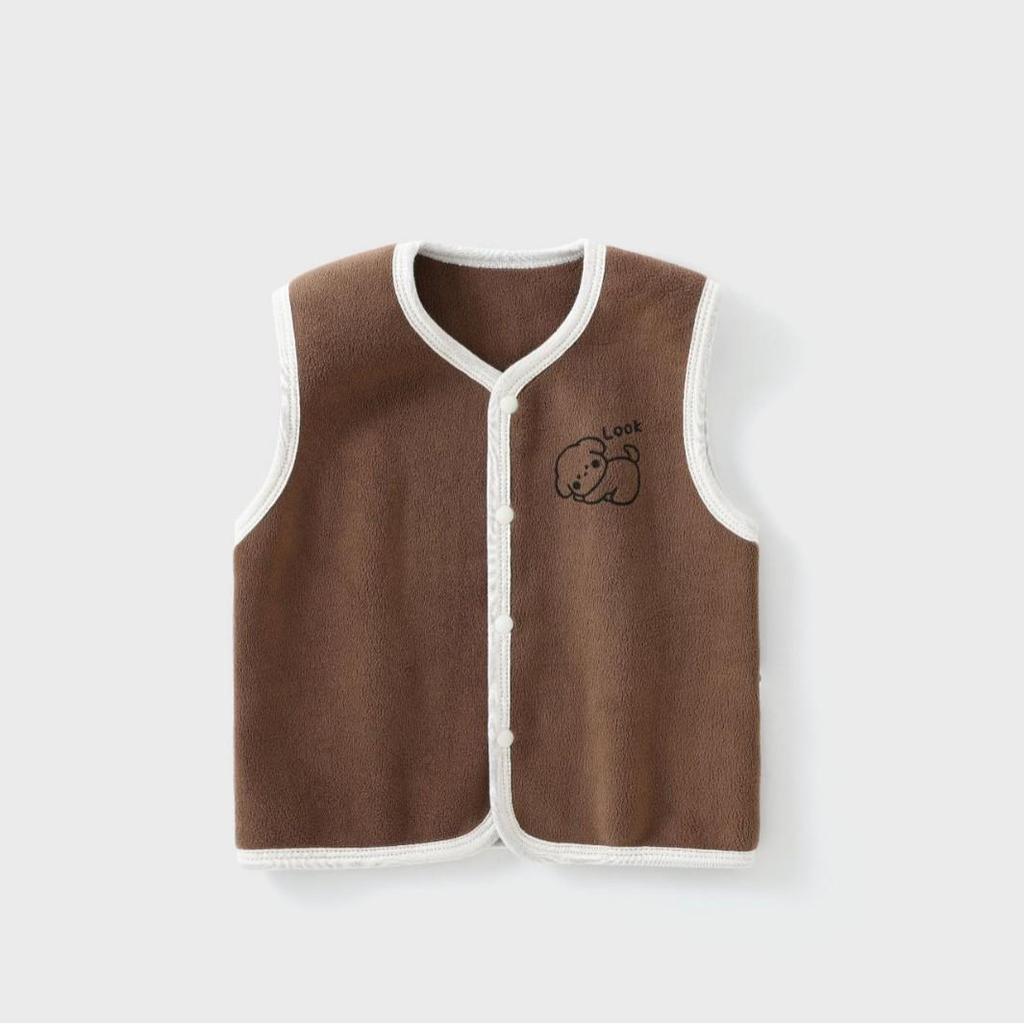 Vestă Coral Fleece Căptușită cu Fleece pentru Bebeluși, Băieți și Fete - Îmbrăcăminte Exterioară Caldă pentru Toamnă/Iarnă