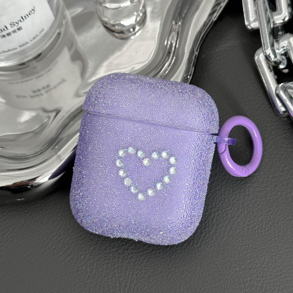 Popping beads shiny candy color earphone protective case AirPods 1 generation love pink diamond earphone cover pro1 with hook