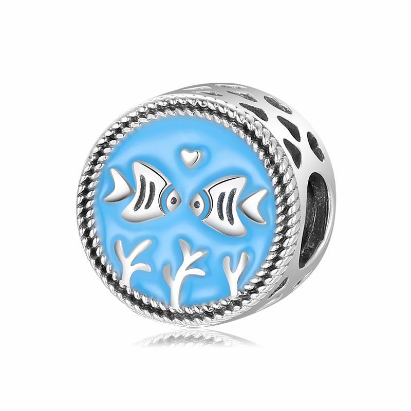 Blue Octopus Lovely Undersea Octopus Shark Dolphin Charms Beads Fit JIUHAO Charm Bangle Bracelets DIY 925 Jewelry Making