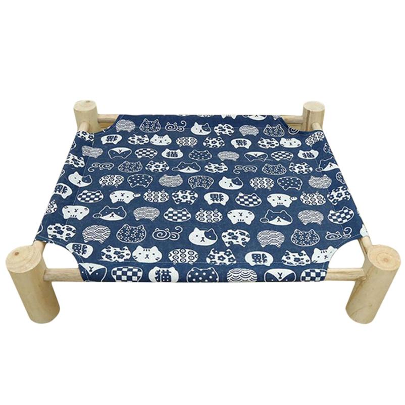 1Pc Elevated Cat Bed Pet Supplies Hammock Cat Square Washable Wooden Detachable Frame