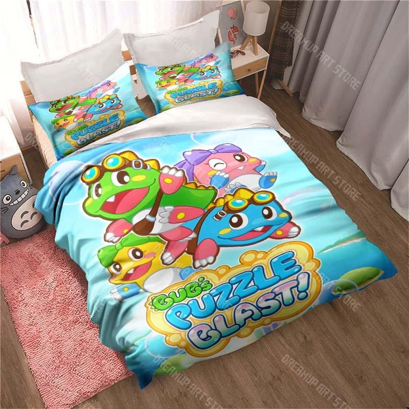 Cartoon Bubble Bobble Bedding Pillowcase Quilt Cover Bedroom Home Comfort Printing Large Bed Bedroom Decoration Children's Gift