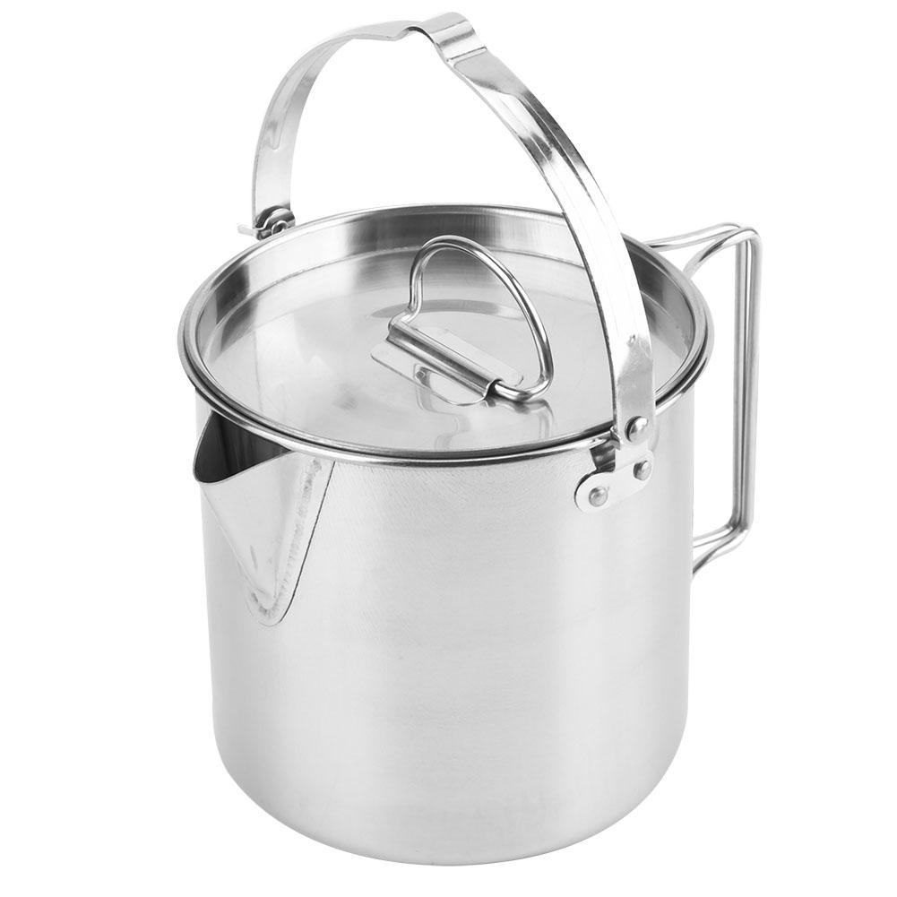 1.2L Outdoors Portable Folding Stainless Steel Kettle Cookware Coffee Tea Picnic Camping Pot