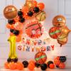 9Pcs Basketball Digital Balloon Set 22in 4D Sphere Balloons With 40 Inch Number Sports Basketball Themed Birthday Party Supplies