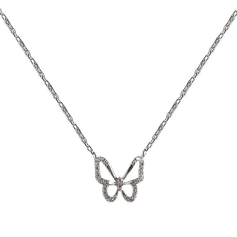Diamond-encrusted Butterfly Sweater Chain Jewelry Women's Fashion Alloy Pendant Niche Versatile Light Luxury Necklace