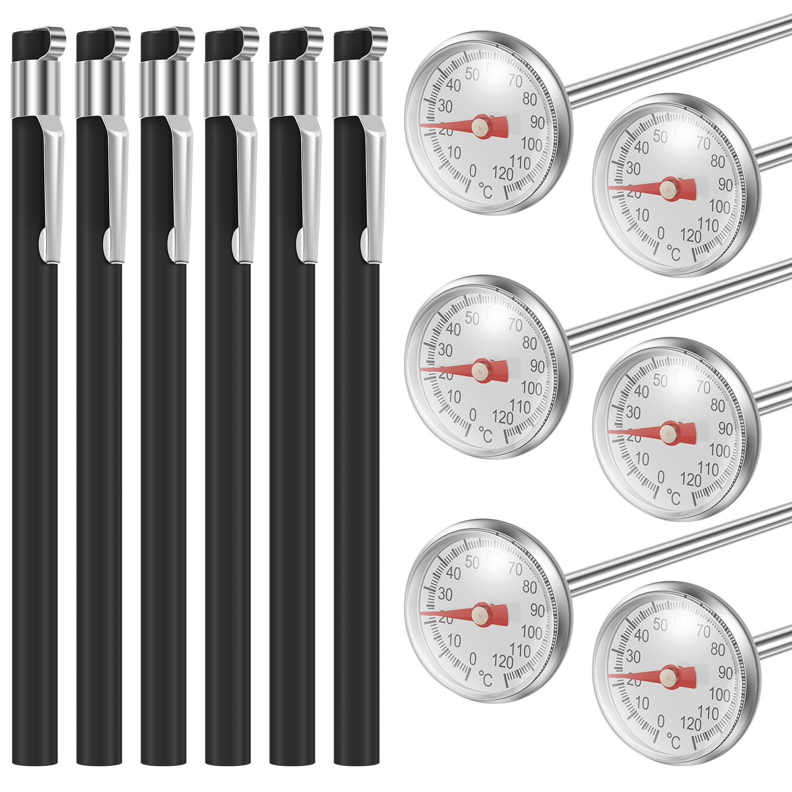 6Pcs Multifunctional Kitchen Thermometer with Long Probe and Dial Food Thermometer for Meat Milk Coffee BBQ Temperature Tester